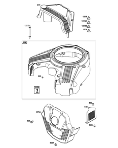 Blower Housing Group Diagram and Parts List for 54E677-0004-J1 400000 - 699999 Briggs and Stratton Engine